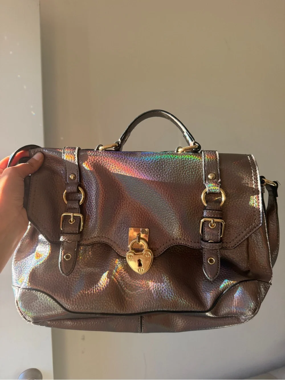 🔥Rare Vtg Juicy Couture Satchel Metallic Bag Heart Locket Crossbody Y2K